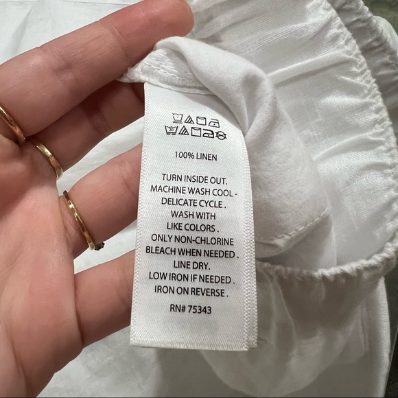 Cynthia Rowley Linen Cropped Wide Leg Pants Elastic Waist White Sz L Beach 27*23 - Picture 9 of 9